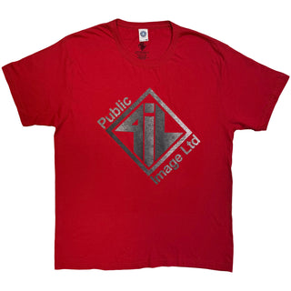 PIL (Public Image Ltd) T-Shirt: Brushed Steel Logo & Text (Red)