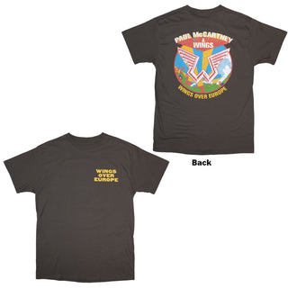 Paul McCartney T-Shirt: Wings Over Europe (Charcoal Grey) (Back Print)