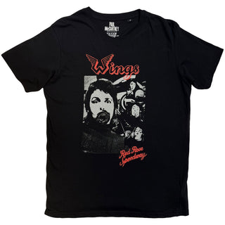 Paul McCartney T-Shirt: Wings Collage (Black) (Back Print)