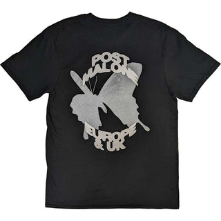 Post Malone Unisex T-Shirt: Butterfly Logo 2023 Tour (Black) (Back Print & Ex-Tour)