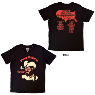 Post Malone T-Shirt: U.S. Tour (Black) (Back Print)