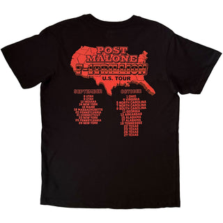 Post Malone T-Shirt: U.S. Tour (Black) (Back Print)