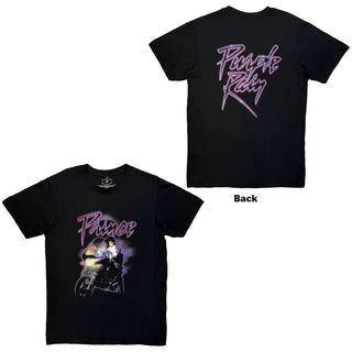 Prince Carbon T-Shirt: Purple Rain Logo Outline (Black) (Back Print)