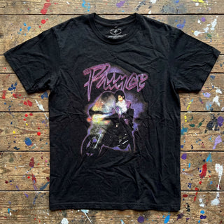 Prince Unisex Premium Carbon T-Shirt: Purple Rain Logo Outline (Black) (Back Print)