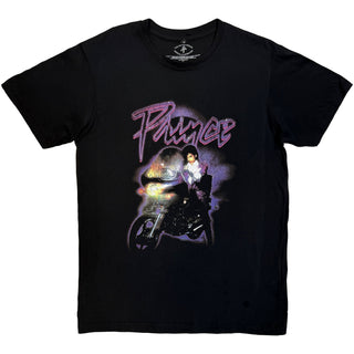 Prince Unisex Premium Carbon T-Shirt: Purple Rain Logo Outline (Black) (Back Print)