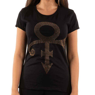 Prince Ladies Embellished T-Shirt: Gold Symbol
