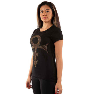 Prince Ladies Embellished T-Shirt: Gold Symbol