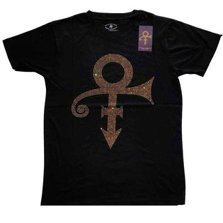 Prince Embellished T-Shirt: Gold Symbol