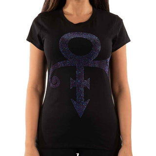 Prince Ladies Embellished T-Shirt: Purple Symbol
