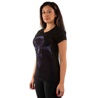 Prince Ladies Embellished T-Shirt: Purple Symbol