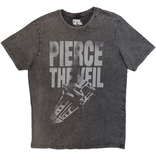 Pierce The Veil Stone Wash T-Shirt: Large Text (Charcoal Grey)