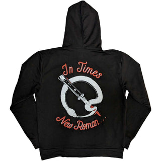 Queens Of The Stone Age Unisex Pullover Hoodie: Snake Logo (Black) (Back Print)