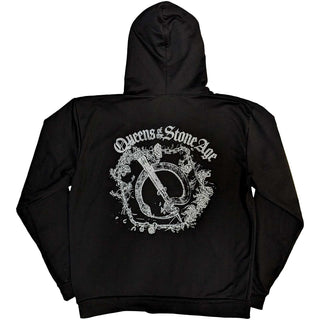 Queens Of The Stone Age Unisex Pullover Hoodie: Floral Chains (Black) (Back Print)