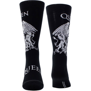 Queen Crew Socks: White Crest (Black) (UK Size 6.5 - 11)