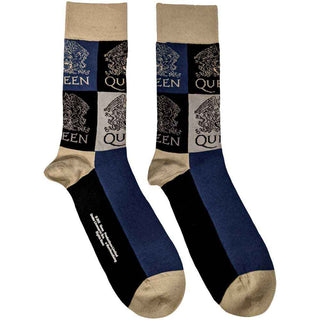 Queen Ankle Socks: Crest Blocks (Navy Blue)