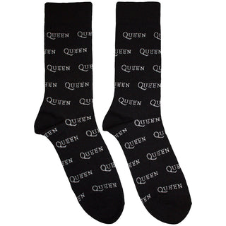 Queen Ankle Socks: Logo Repeat Mono (Black)