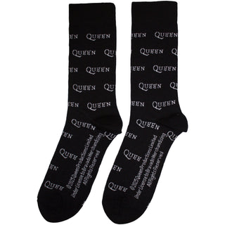 Queen Unisex Ankle Socks: Logo Repeat Mono (Black) (UK Size 6 - 11)
