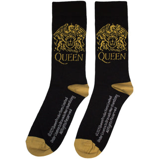Queen Unisex Ankle Socks: Gold Crest (Black) (UK Size 6 - 11)