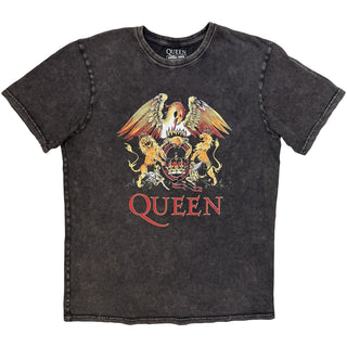 Queen Stone Wash T-Shirt: Classic Crest (Charcoal Grey)