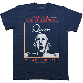 Queen T-Shirt: We Are The Champions We Will Rock You (Navy Blue)