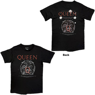 Queen T-Shirt: Budapest Iconic Poster Crest (Black) (Back Print)
