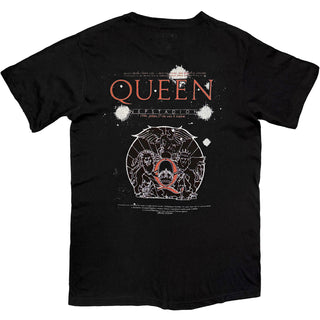 Queen T-Shirt: Budapest Iconic Poster Crest (Black) (Back Print)
