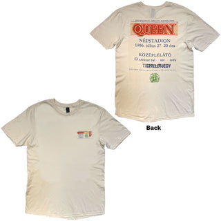 Queen T-Shirt: Budapest Ticket (Natural) (Back Print)
