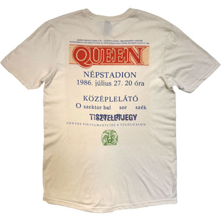 Queen T-Shirt: Budapest Ticket (Natural) (Back Print)