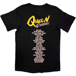 Queen T-Shirt: Budapest Setlist (Black) (Back Print)