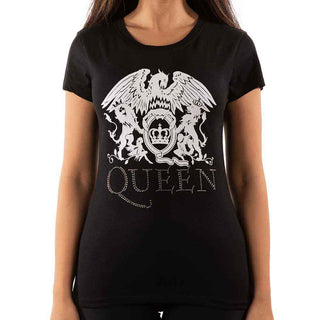 Queen Ladies Embellished T-Shirt: Logo (Diamante)