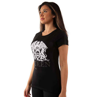 Queen Ladies Embellished T-Shirt: Logo (Diamante)