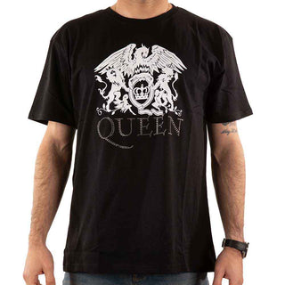 Queen Embellished T-Shirt: Crest Logo (Diamante)