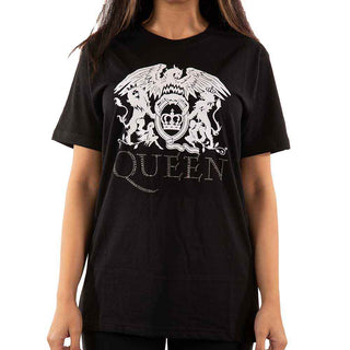 Queen Embellished T-Shirt: Crest Logo (Diamante)