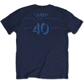 Queen T-Shirt: News of the World 40th Vintage Logo (Back Print)