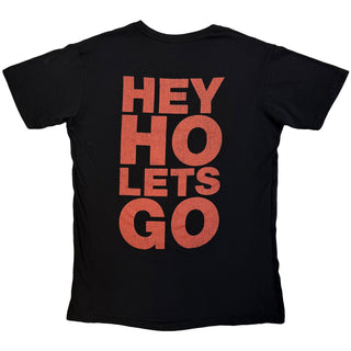 Ramones Carbon T-Shirt: Hey Ho Red Block Text (Black) (Back Print)