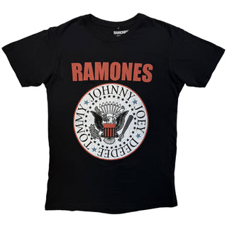 Ramones Carbon T-Shirt: Hey Ho Red Block Text (Black) (Back Print)