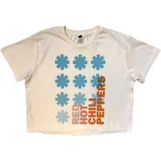 Red Hot Chili Peppers Ladies Stone Wash Crop Top: Gradient Logo (White)