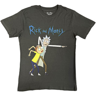 Rick & Morty T-Shirt: Grab And Point (Charcoal Grey)