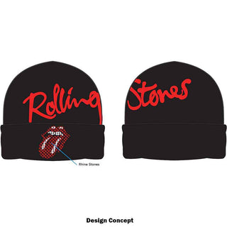The Rolling Stones Beanie Hat: Embellished Classic Tongue