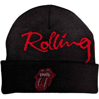 The Rolling Stones Beanie Hat: Embellished Classic Tongue