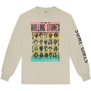 The Rolling Stones Unisex Long Sleeve T-Shirt: Some Girls (Sand) (Back & Sleeve Print)