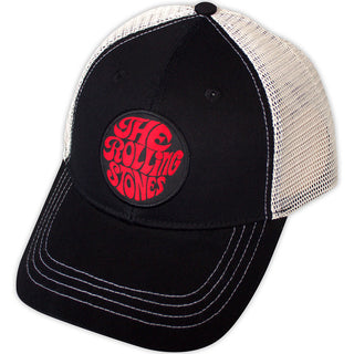 The Rolling Stones Mesh Back Cap: 70s Logo Emblem (Black & Natural)
