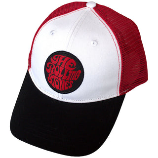 The Rolling Stones Mesh Back Cap: 70s Logo Emblem (Black, Red & White)