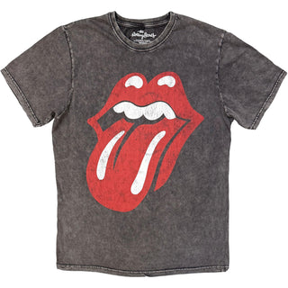 The Rolling Stones Stone Wash T-Shirt: Classic Tongue (Charcoal Grey)