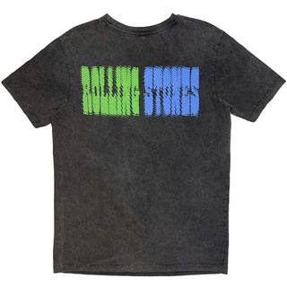 The Rolling Stones Stone Wash T-Shirt: Distorted Tongue (Charcoal Grey) (Back Print)