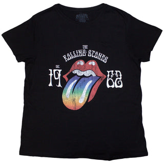 The Rolling Stones Ladies Hi-Build T-Shirt: Sixty Rainbow Tongue '62