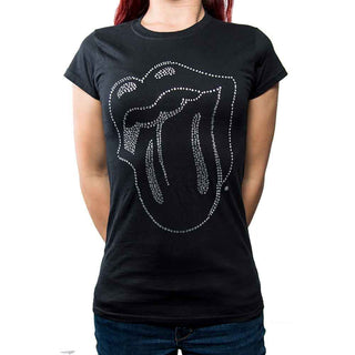 The Rolling Stones Ladies Embellished T-Shirt: Tongue (Diamante)