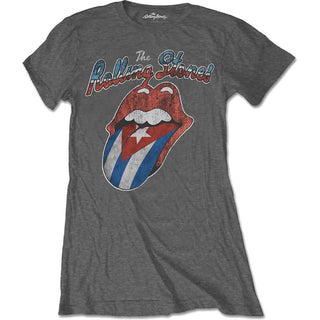 The Rolling Stones Ladies Slim Fit T-Shirt: Rocks Off Cuba