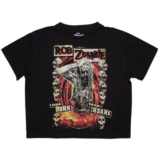Rob Zombie Ladies Crop Top: Born To Go Insane (Black)