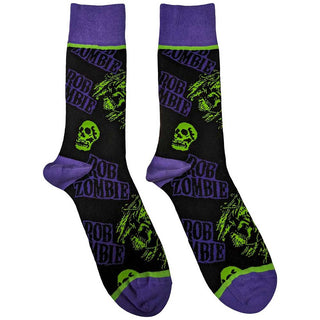 Rob Zombie Unisex Ankle Socks: Skull Face Green/Purple